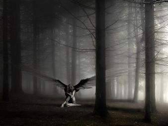 I walk alone in the darknesss , my wings are broken , my heart to.. I can fly away from my problems anymore..