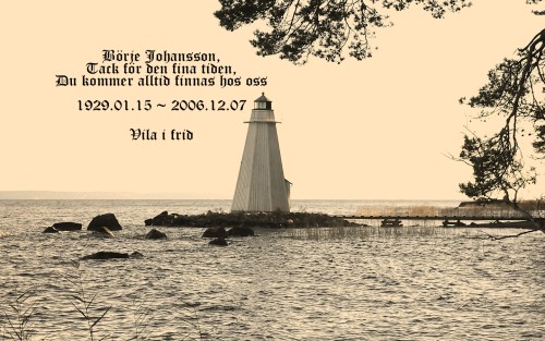 Minnes bild för min farfar som gick bort hastigt, bilden tagen vid wanäsfyr, hans aska är spridd utanför