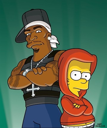 Härliga bart simpson tillsammmans med ingen annan än rap kungen 50 cent