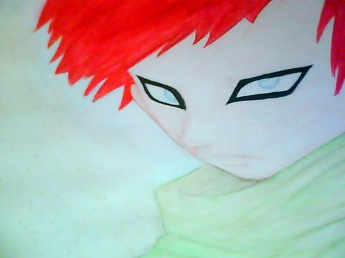 Om det inte syns så är det alltså Gaara från Naruto. Det är roligt att rita honom, coola ögon och rött hår :D Niiceee