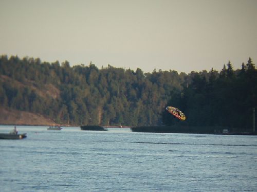 Jag som flyger med vår kite tube