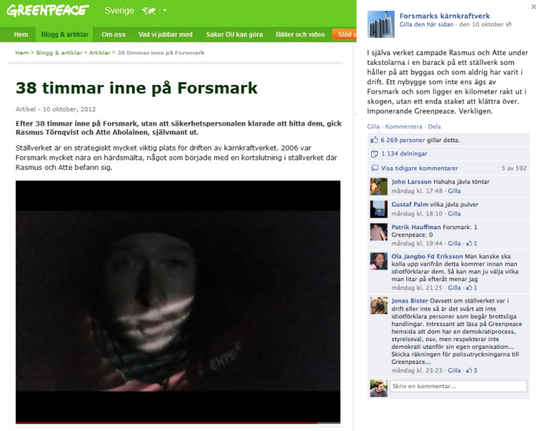 Greenpeace vs Forsmark kärnkraftverk