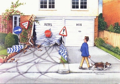 Roliga bild på ett garage