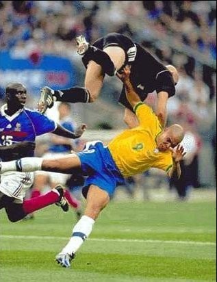 Flying soccer player
