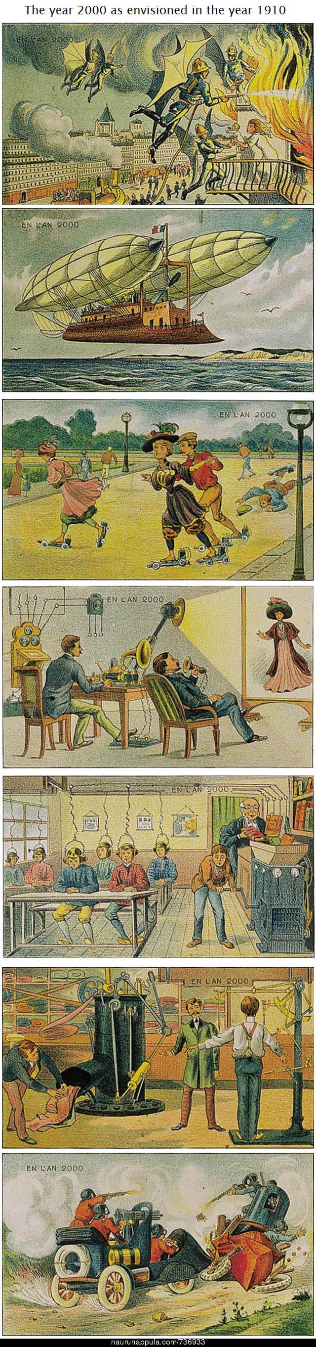 Hur man trodde 2000-talet skulle se ut år 1910