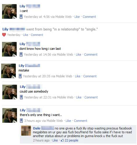 Tjej blir ägd på facebook