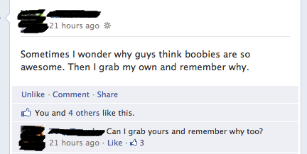Can I grab your boobies?