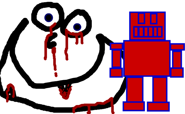 The robot and a guy