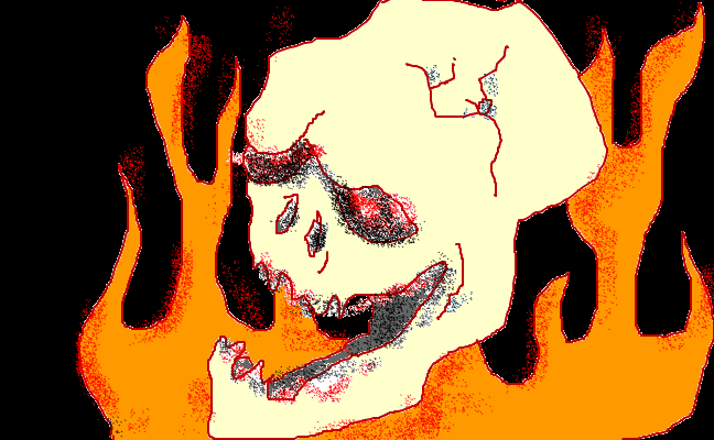 skeletor on fire