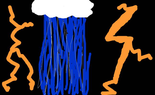 blixt och regn
