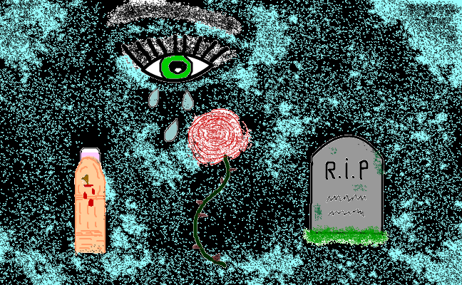 Eye crying over rose